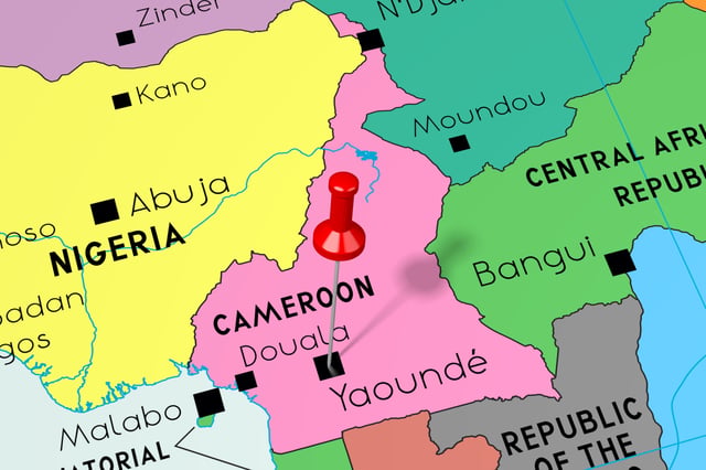 Map Showing Cameroon Marked With A Pin