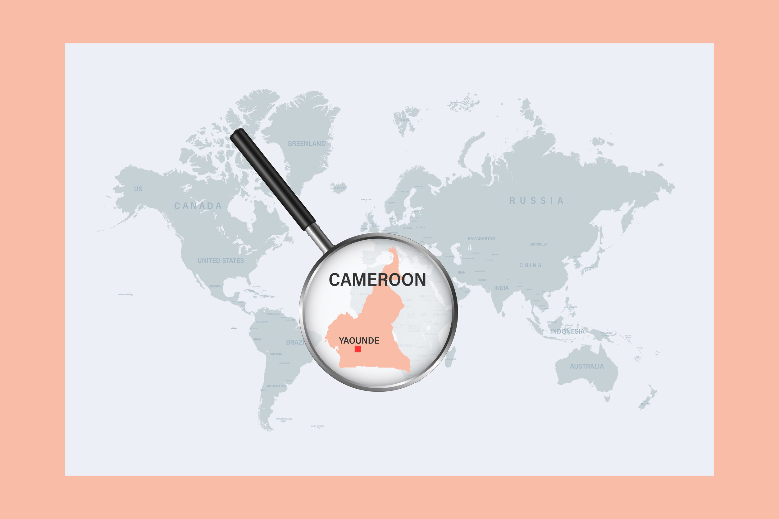 Cameroon location shown under magnifier