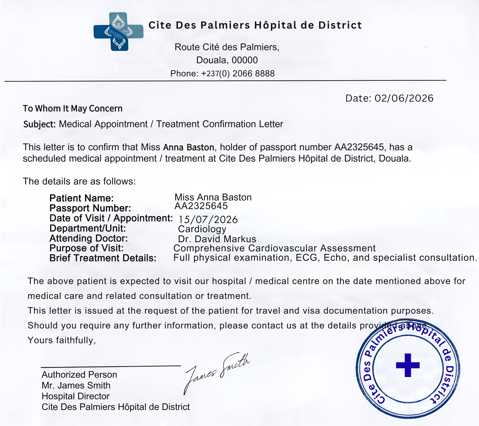Sample Of Hospital Appointment